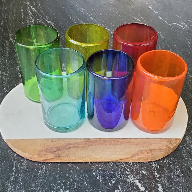 MexHandcraft Rainbow Colored 14 oz Drinking Glasses (set of 6), Recycled Glass, Lead-free, Toxin-Free (14oz Drinking) - Image 4